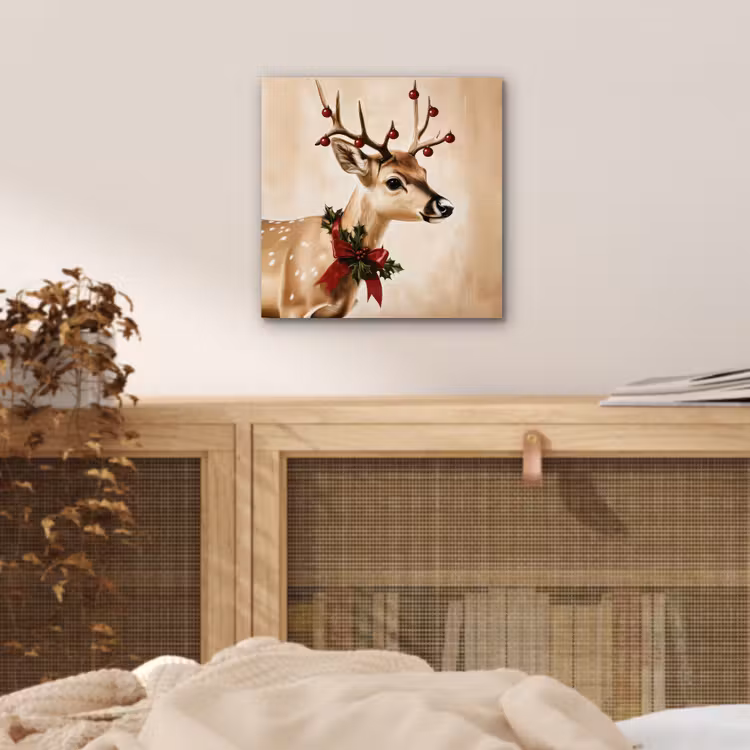 Aluminium schilderij - Gewei - Kerst - Rendier - Rood — 4