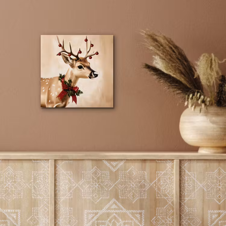 Aluminium schilderij - Gewei - Kerst - Rendier - Rood — 5