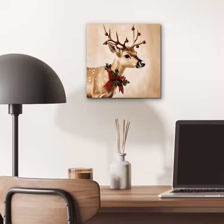 Aluminium schilderij - Gewei - Kerst - Rendier - Rood — 6