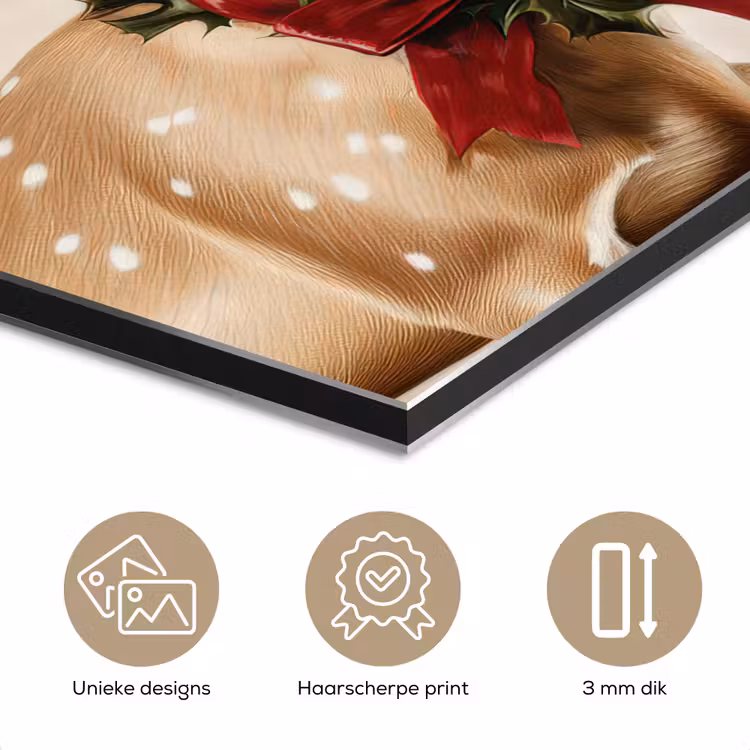 Aluminium schilderij - Gewei - Kerst - Rendier - Rood — 7