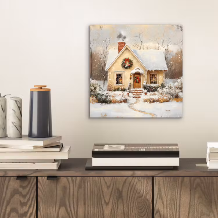 Aluminium schilderij - Kerst - Huis - Winter - Sneeuw — 2