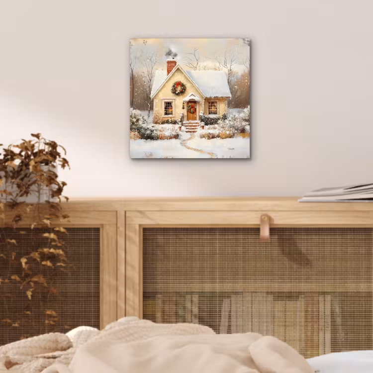 Aluminium schilderij - Kerst - Huis - Winter - Sneeuw — 4