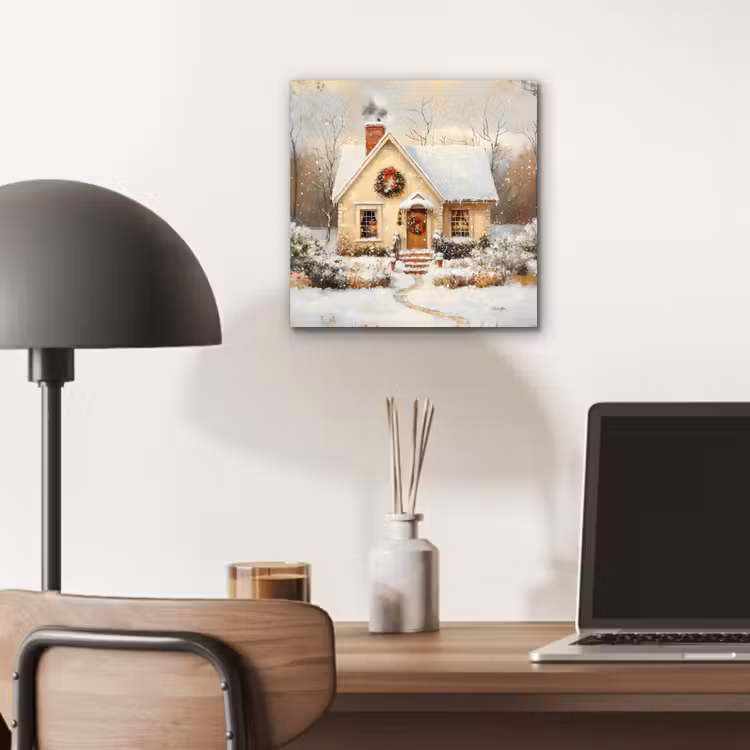 Aluminium schilderij - Kerst - Huis - Winter - Sneeuw — 6