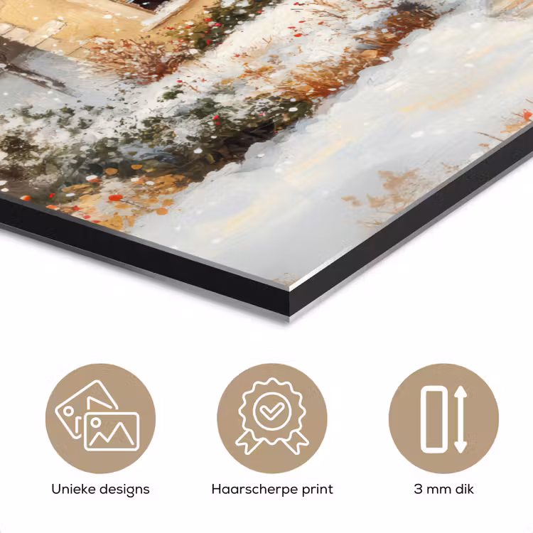 Aluminium schilderij - Kerst - Huis - Winter - Sneeuw — 7