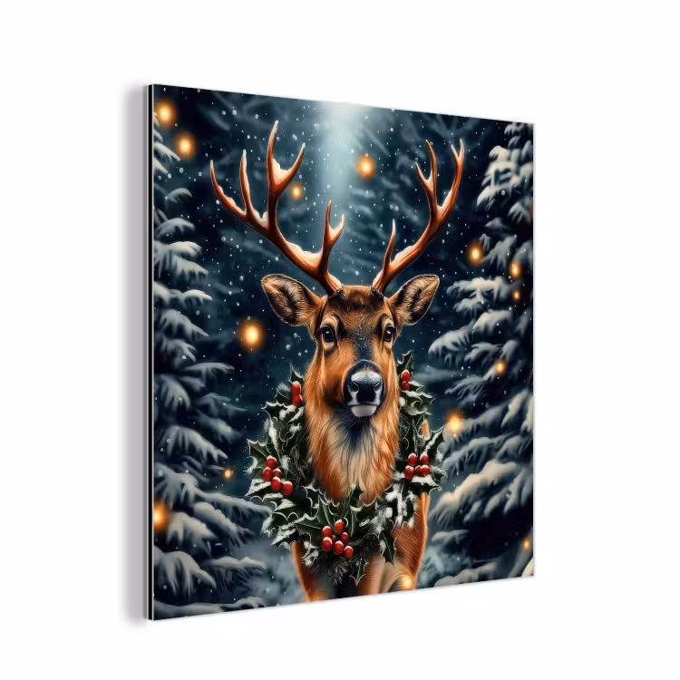 Aluminium schilderij - Kerst - Magie - Bos - Kleurrijk — 1