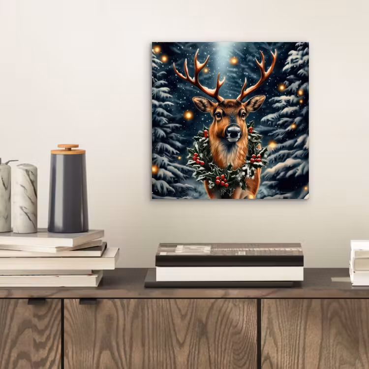 Aluminium schilderij - Kerst - Magie - Bos - Kleurrijk — 2
