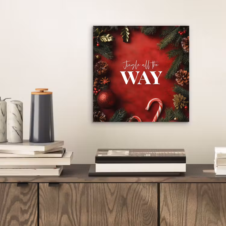 Aluminium schilderij - Kerst - Quote - Rood - Kerstballen — 2