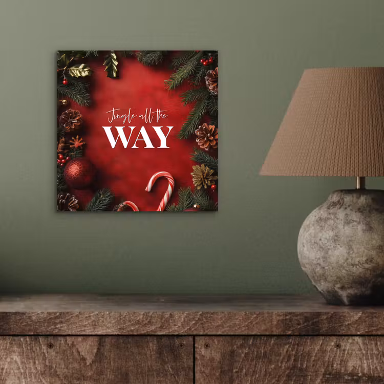 Aluminium schilderij - Kerst - Quote - Rood - Kerstballen — 3