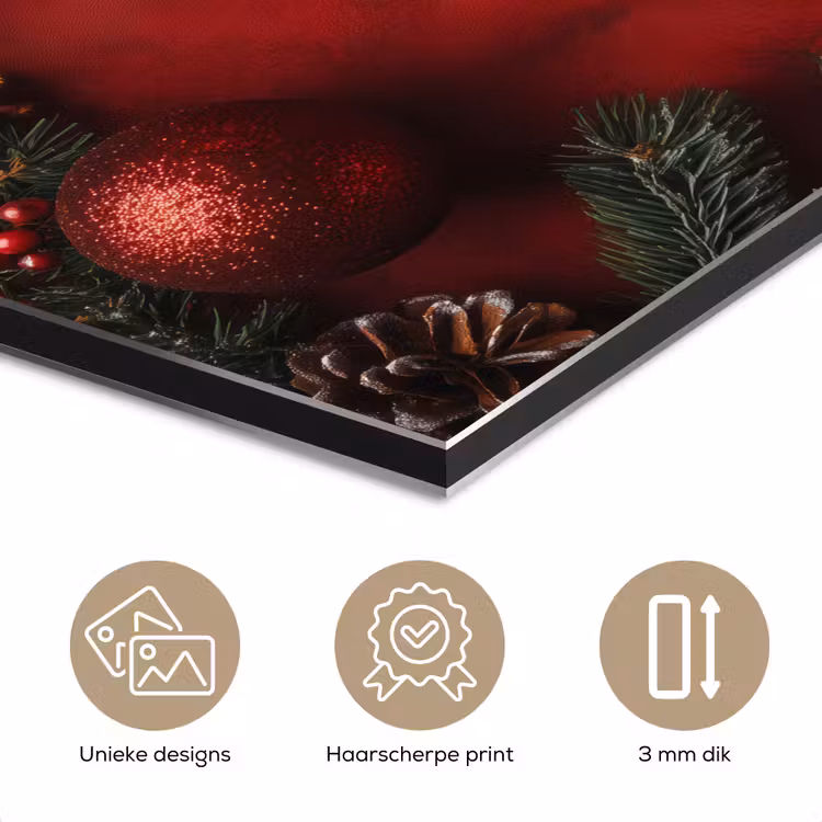 Aluminium schilderij - Kerst - Quote - Rood - Kerstballen — 7
