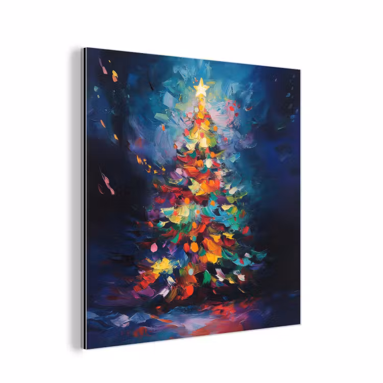 Aluminium schilderij - Kerstboom - Kerst - Abstract - Kleurrijk — 1