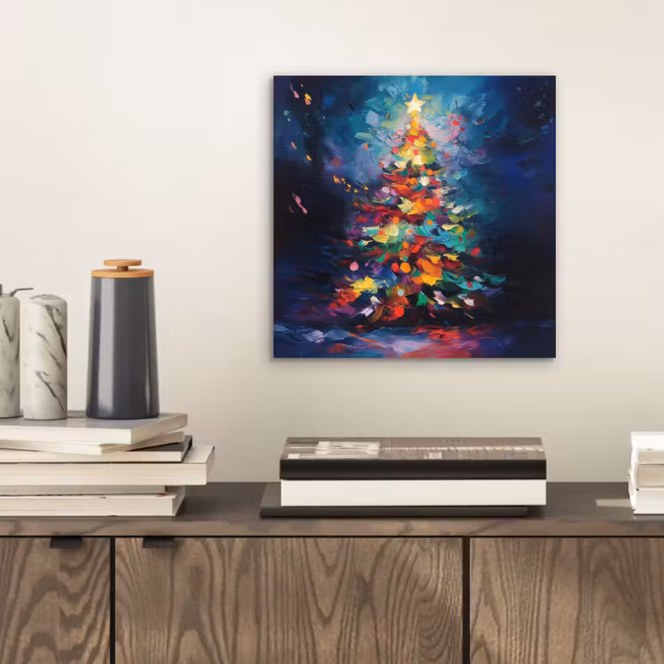 Aluminium schilderij - Kerstboom - Kerst - Abstract - Kleurrijk — 2