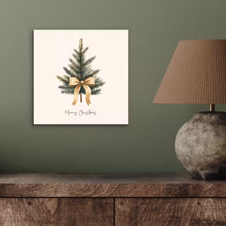 Aluminium schilderij - Kerstboom - Kerst - Merry Christmas - Beige — 3