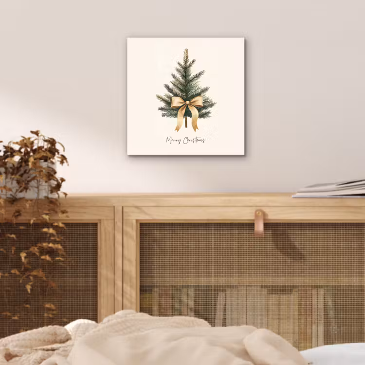 Aluminium schilderij - Kerstboom - Kerst - Merry Christmas - Beige — 4