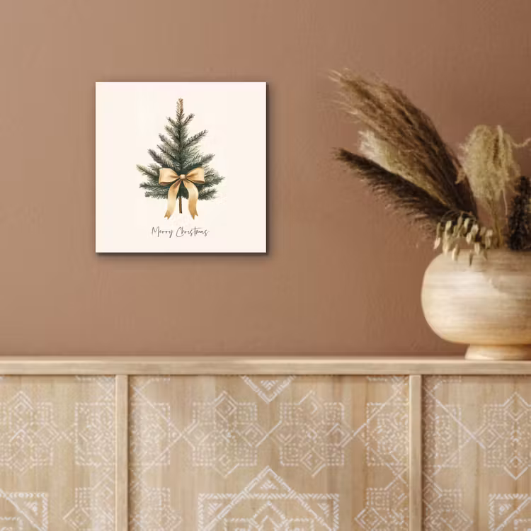 Aluminium schilderij - Kerstboom - Kerst - Merry Christmas - Beige — 5