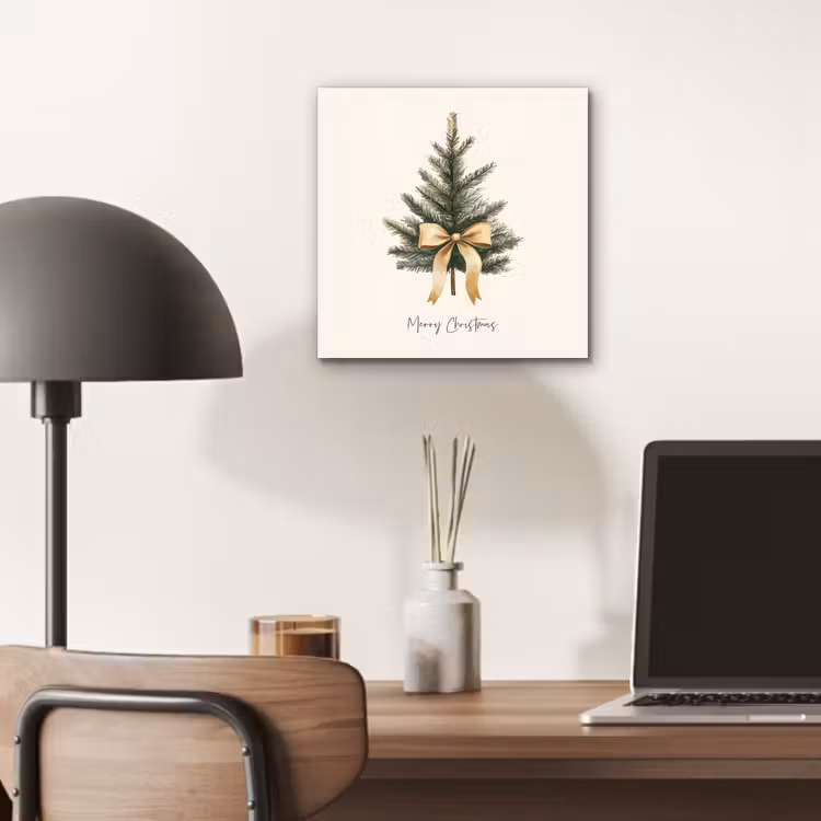Aluminium schilderij - Kerstboom - Kerst - Merry Christmas - Beige — 6