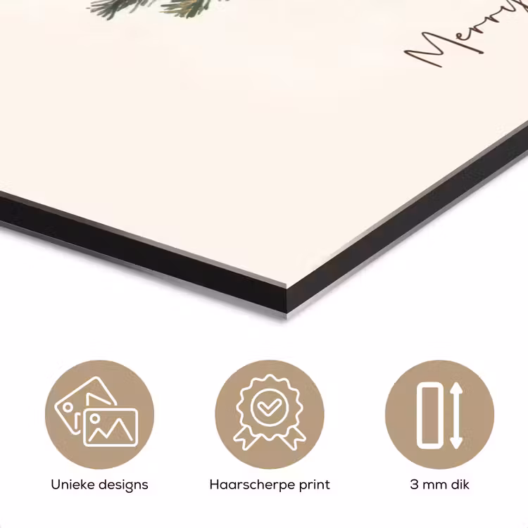 Aluminium schilderij - Kerstboom - Kerst - Merry Christmas - Beige — 7