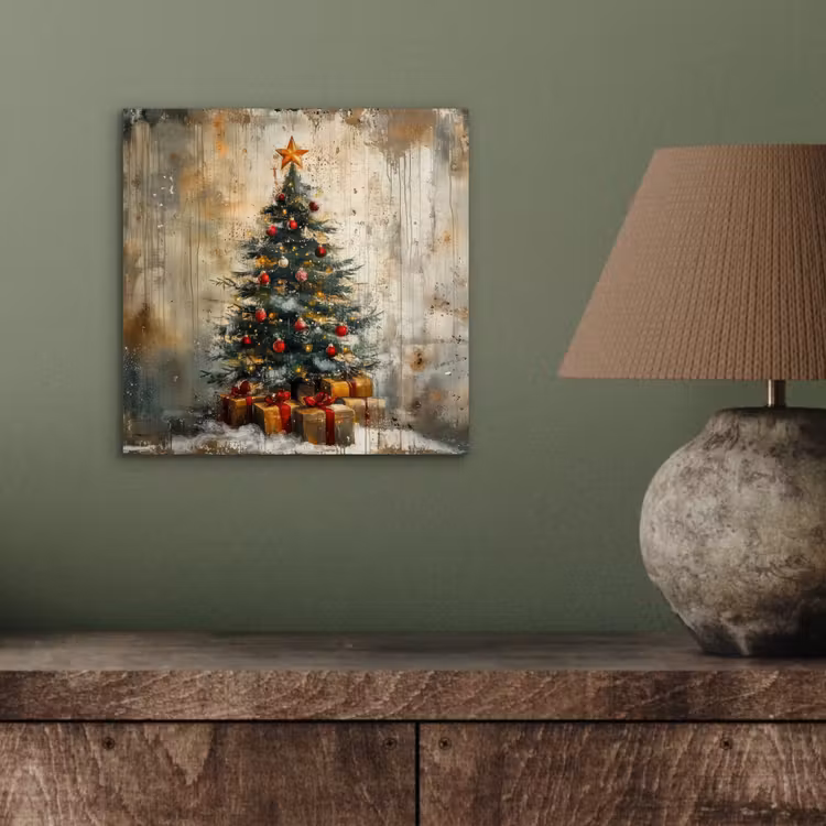 Aluminium schilderij - Kerstboom - Vintage - Kerst - Cadeau — 3