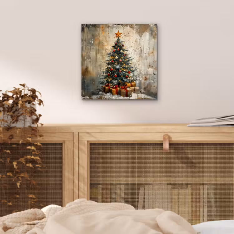 Aluminium schilderij - Kerstboom - Vintage - Kerst - Cadeau — 4