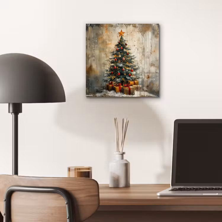 Aluminium schilderij - Kerstboom - Vintage - Kerst - Cadeau — 6
