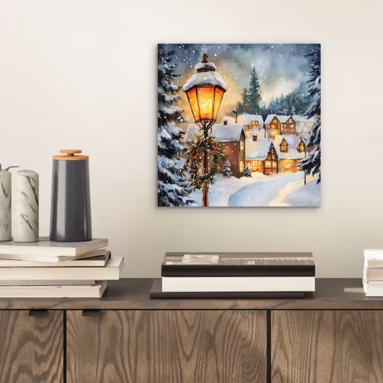 Aluminium schilderij - Kerstdorp - Huizen - Sneeuw - Kerst — 2