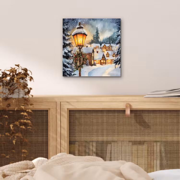 Aluminium schilderij - Kerstdorp - Huizen - Sneeuw - Kerst — 4
