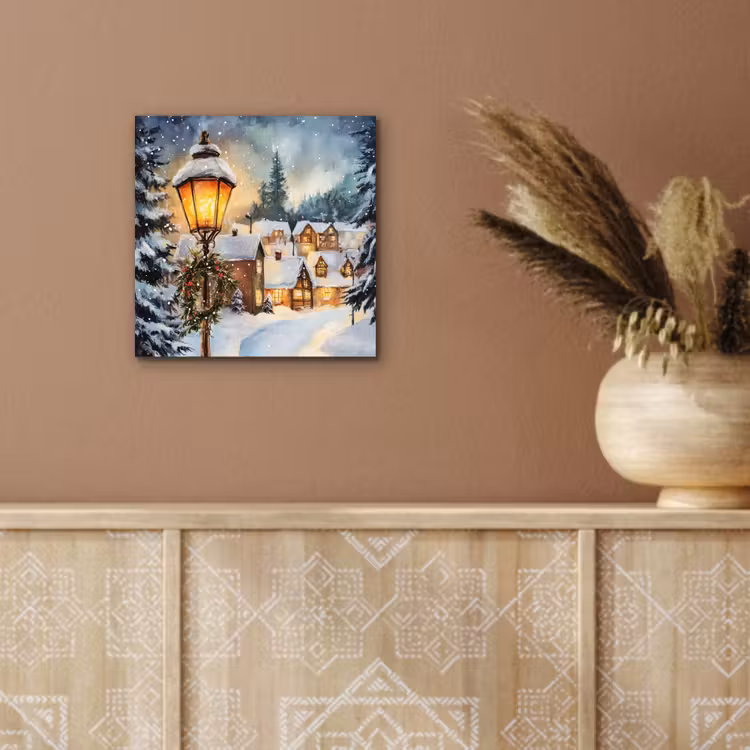 Aluminium schilderij - Kerstdorp - Huizen - Sneeuw - Kerst — 5