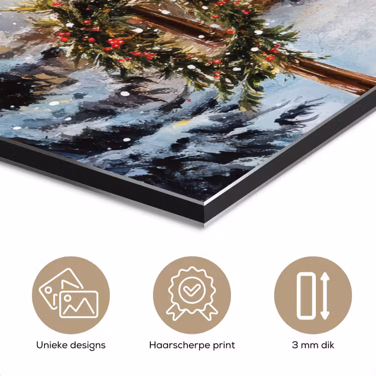 Aluminium schilderij - Kerstdorp - Huizen - Sneeuw - Kerst — 7