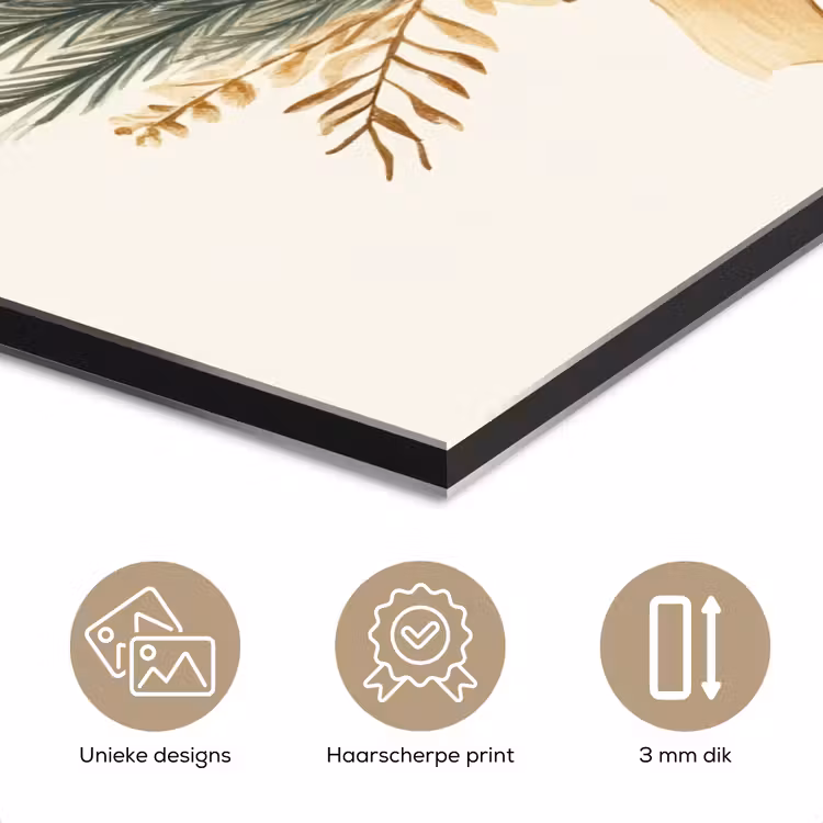 Aluminium schilderij - Kerstkrans - Kerst - Goud - Beige — 7