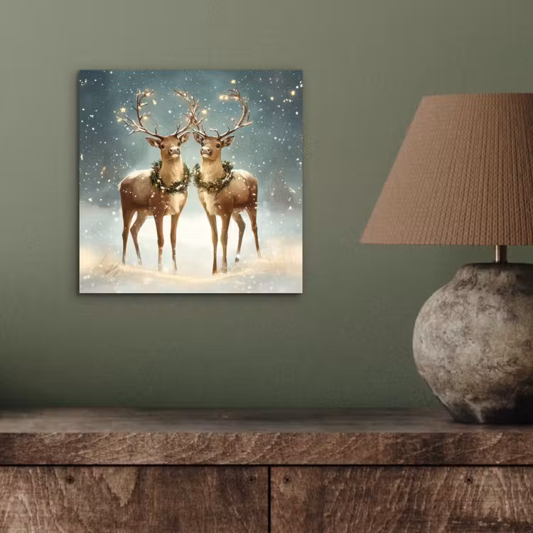 Aluminium schilderij - Kerstmagie - Winterwoud - Rendier — 3