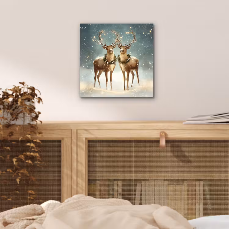 Aluminium schilderij - Kerstmagie - Winterwoud - Rendier — 4