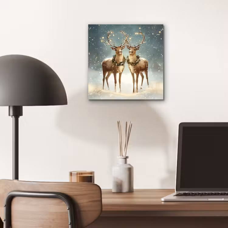 Aluminium schilderij - Kerstmagie - Winterwoud - Rendier — 6