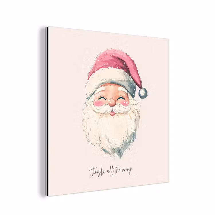 Aluminium schilderij - Kerstman - Kerst - Quote - Beige — 1