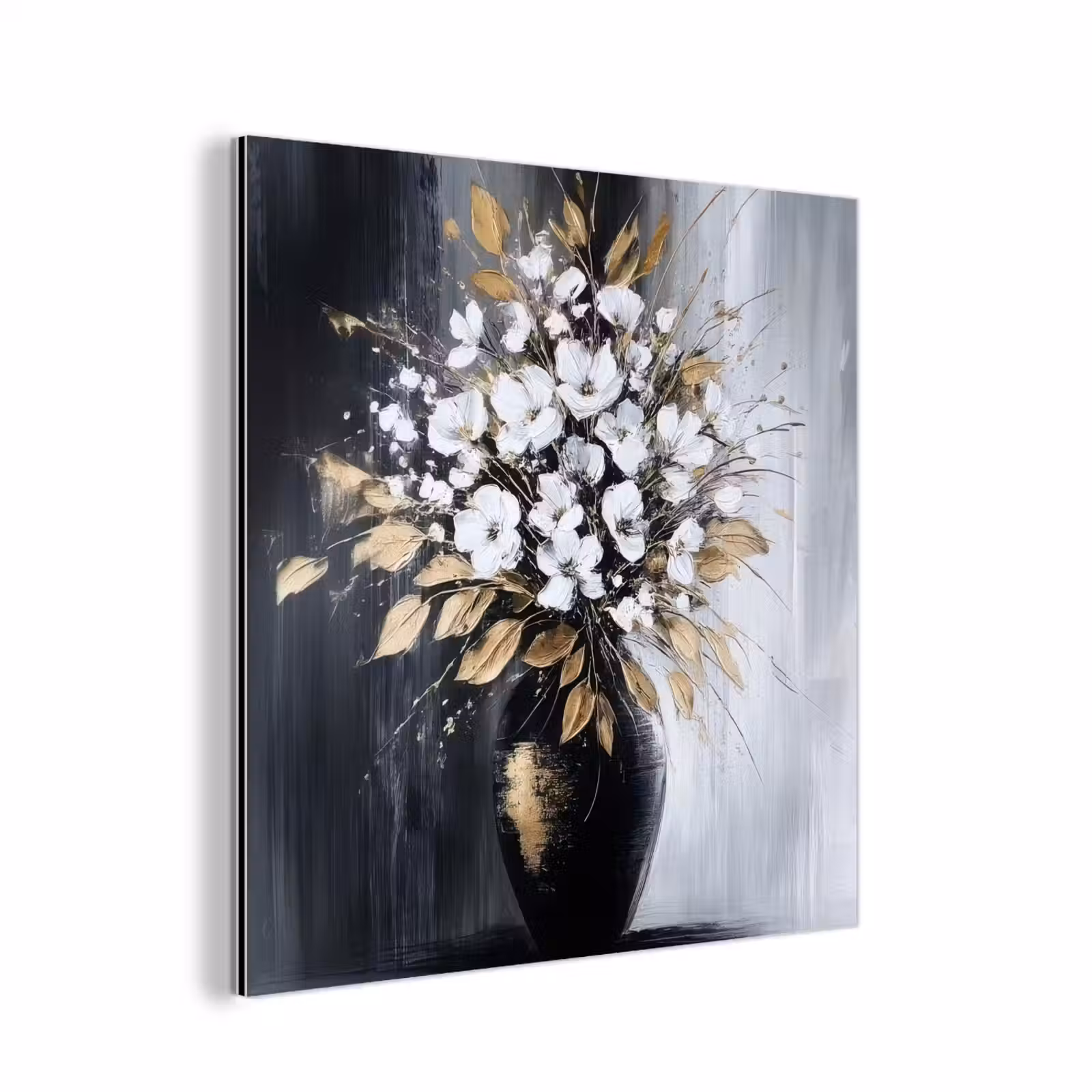 Aluminium schilderij - Bloemen - Wit - Vaas - Abstract — 1