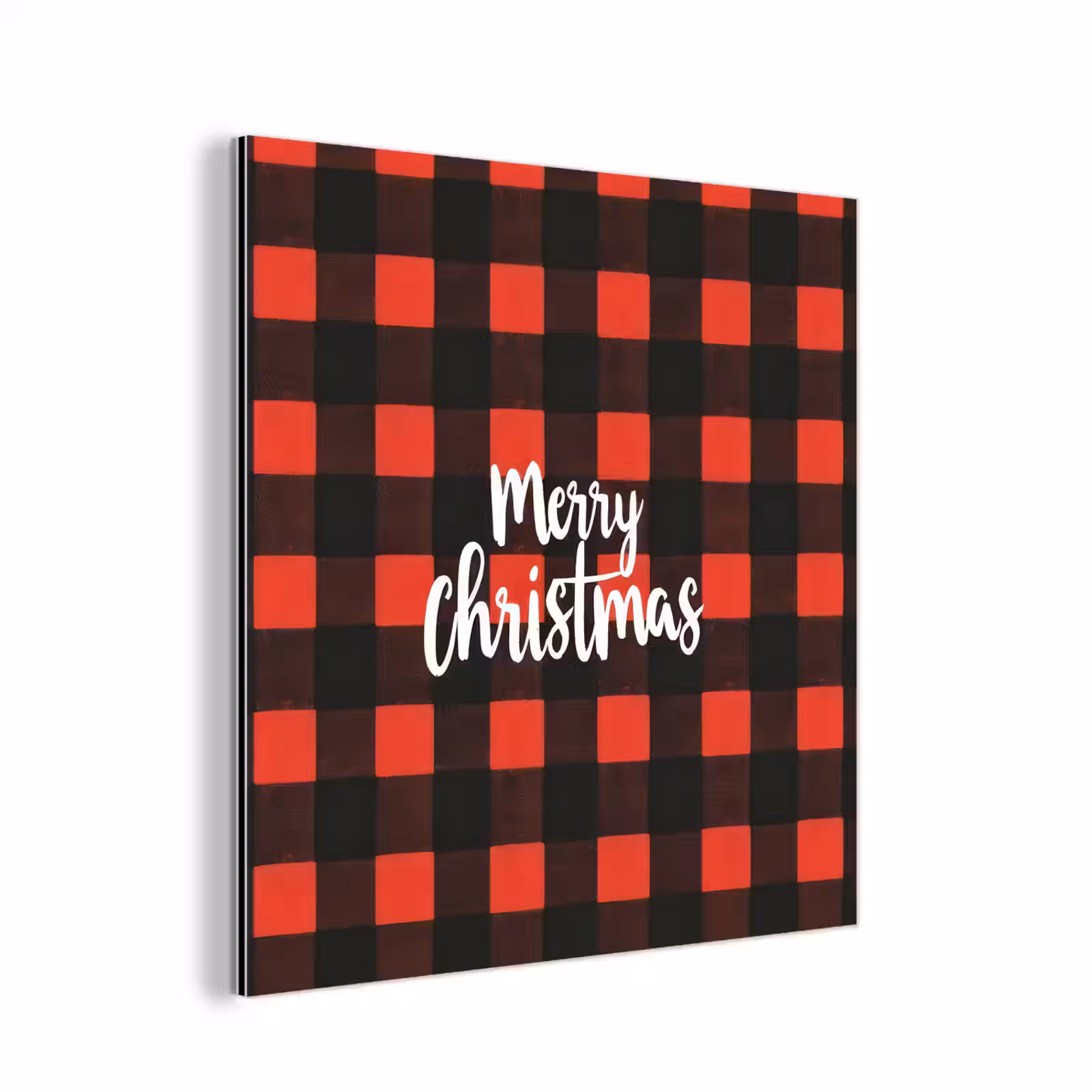 Aluminium schilderij - Geruit - Rood - Tekst - Christmas — 1