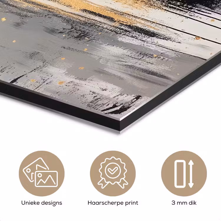 Aluminium schilderij - Abstract - Hert - Gewei - Goud — 7