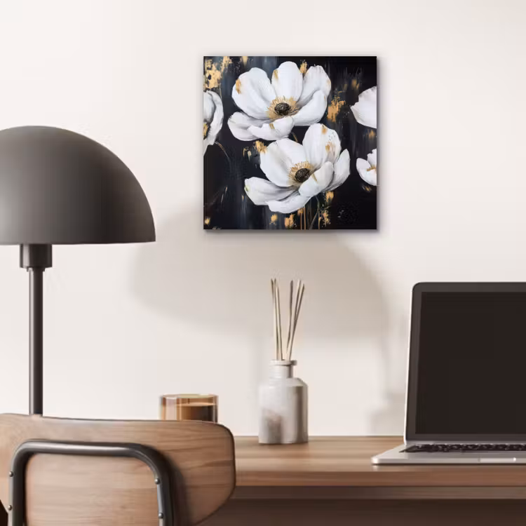 Aluminium schilderij - Bloemen - Wit - Abstract — 6