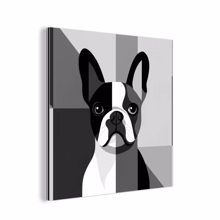 Aluminium schilderij - Buldog - Zwart - Abstract - Vlakken — 1