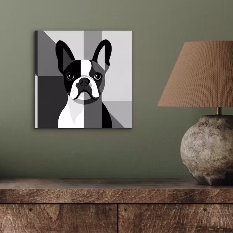 Aluminium schilderij - Buldog - Zwart - Abstract - Vlakken — 3