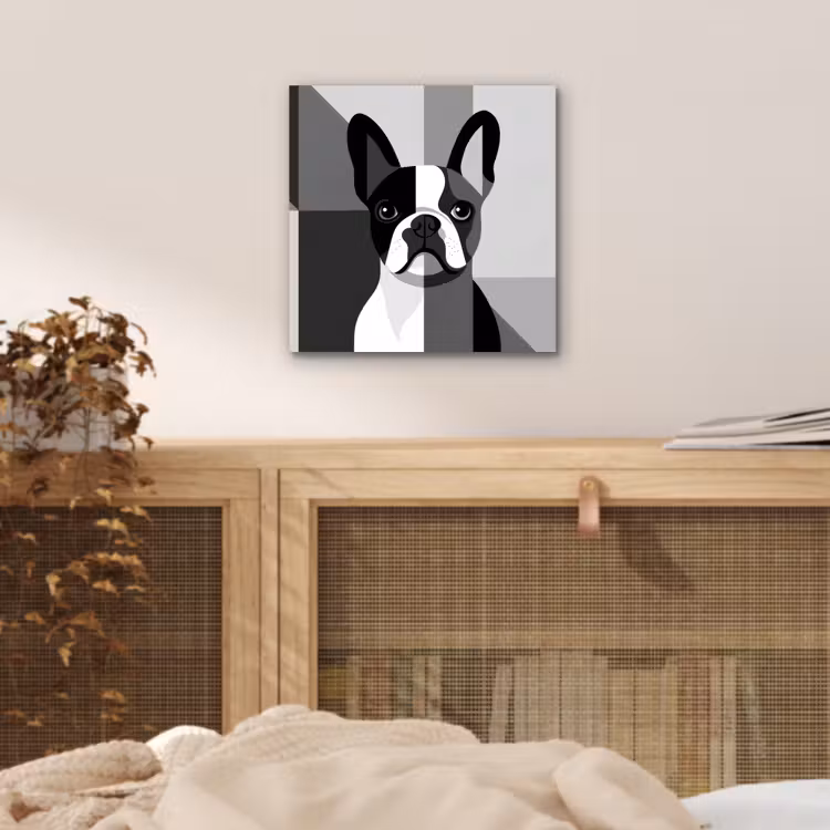 Aluminium schilderij - Buldog - Zwart - Abstract - Vlakken — 4