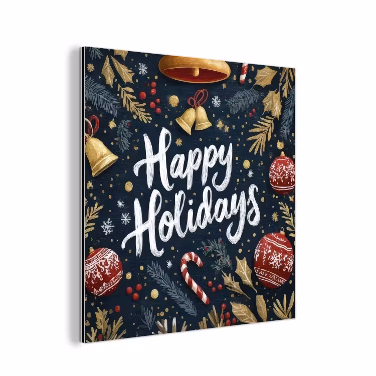 Aluminium schilderij - Feestelijk - Kerstgroet - Kleurrijk — 1