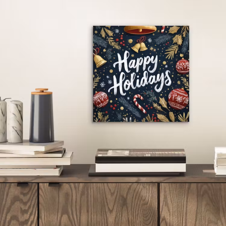 Aluminium schilderij - Feestelijk - Kerstgroet - Kleurrijk — 2
