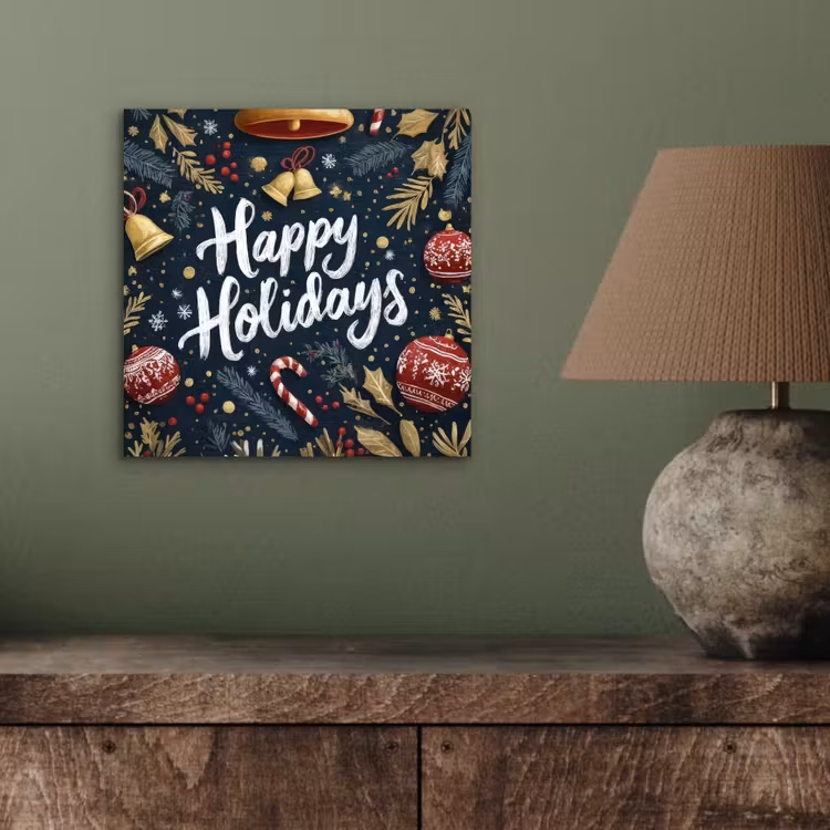 Aluminium schilderij - Feestelijk - Kerstgroet - Kleurrijk — 3