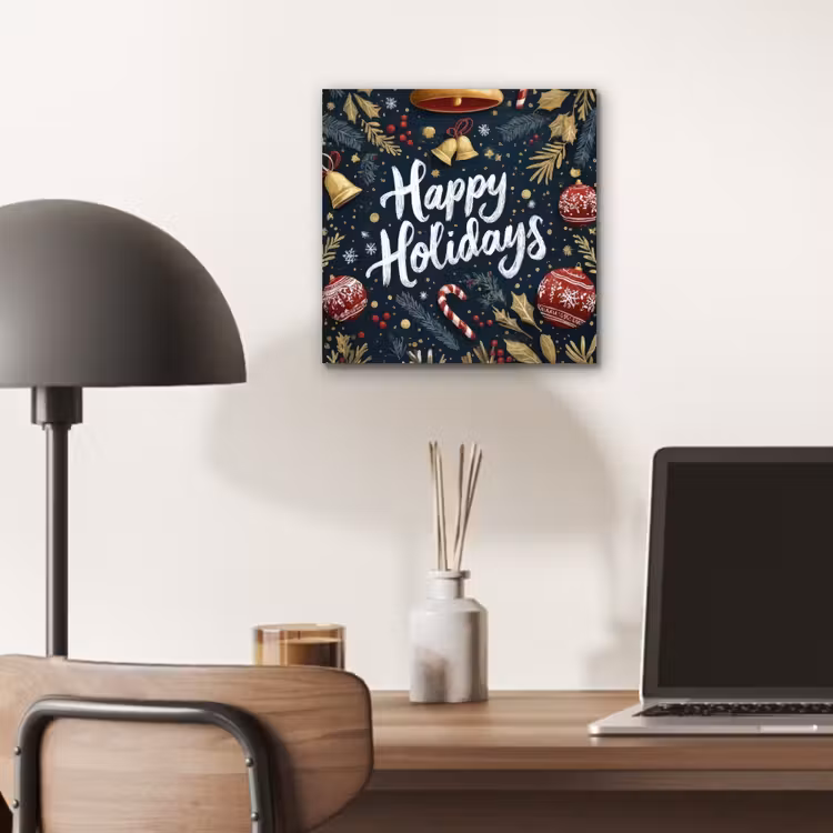 Aluminium schilderij - Feestelijk - Kerstgroet - Kleurrijk — 6