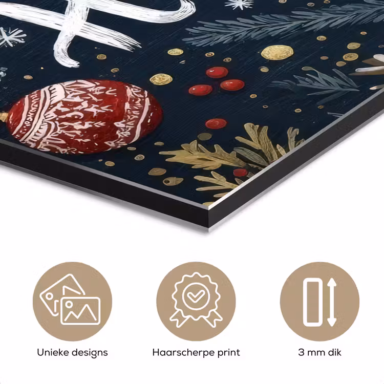 Aluminium schilderij - Feestelijk - Kerstgroet - Kleurrijk — 7
