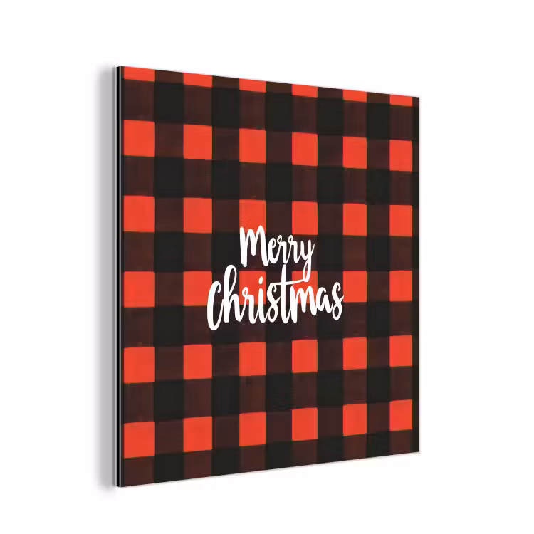 Aluminium schilderij - Geruit - Rood - Tekst - Christmas — 1