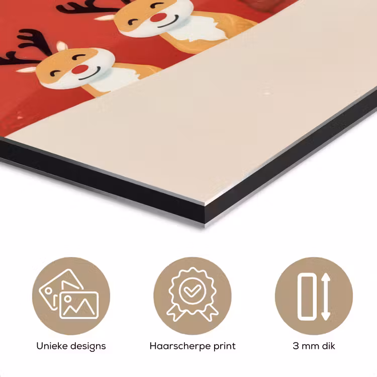 Aluminium schilderij - Illustratie - Kerstman - Rendieren - Rood — 7