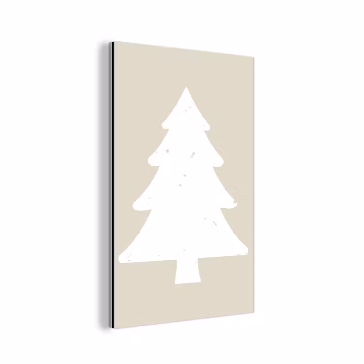 Aluminium schilderij - Japandi - Kerstboom - Beige - Kerstversiering — 1