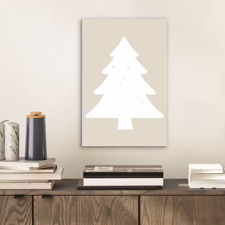 Aluminium schilderij - Japandi - Kerstboom - Beige - Kerstversiering — 2