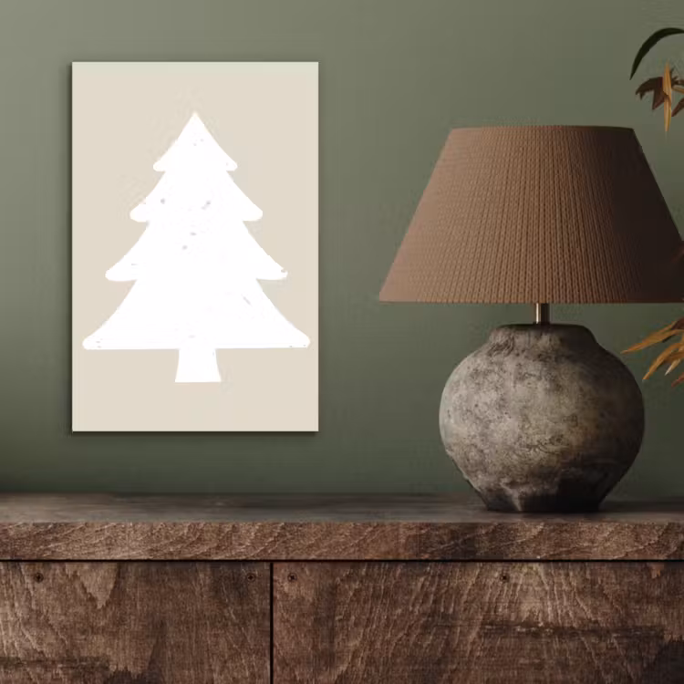 Aluminium schilderij - Japandi - Kerstboom - Beige - Kerstversiering — 3
