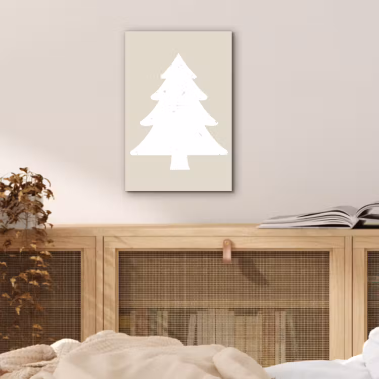 Aluminium schilderij - Japandi - Kerstboom - Beige - Kerstversiering — 4